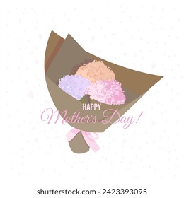 Delicate carnations against a background of lightness and warmth, a card illustration that embodies the love and appreciation for the most dear mom