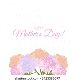 Delicate carnations against a background of lightness and warmth, a card illustration that embodies the love and appreciation for the most dear mom