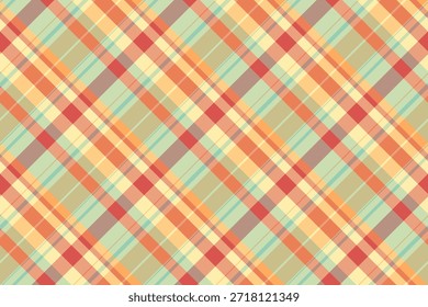 Zarter Scheckmuster-Hintergrund, irische Textur Tartan Vektor. T-Shirt Textil nahtlos plaid in orange und helle Farben Palette.