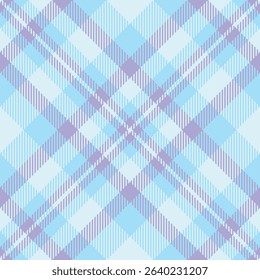 Delicate check tartan fabric, femininity textile texture seamless. Gentleman plaid vector pattern background in light and cyan colors palette.