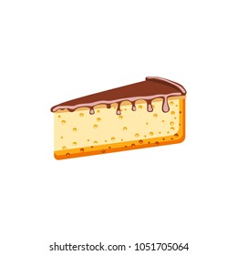 Delicate cheesecake with chocolate cream. Dessert. Isolated object. Vector illustration

