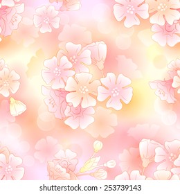 Delicate Cherry Blossom. Seamless Background.  Smartly grouped. 