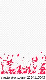 Delicate Cherry Vector Transparent Background. Falling Sakura Template. Red Floral Summer Poster. Beautiful Tender Rose Backdrop.