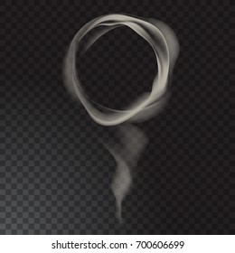 Delicate cigarette smoke waves on transparent background