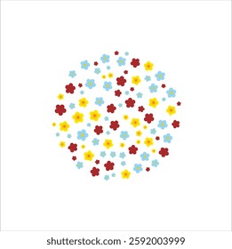 A delicate circular arrangement of vibrant flowers, symbolizing beauty and harmony, perfect for decorations, invitations, and artistic designs.