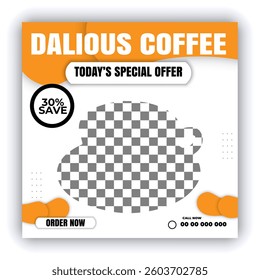 Delicate coffee shop square flyer  social media post design