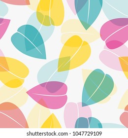 Delicate colofrul leaves. Foliage seamless pattern, floral repeating background. Vector illustration. Autumn wallpaper
