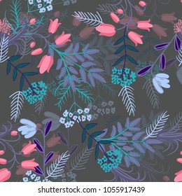 Delicate colour of wild flowers seamless pattern for textile des
