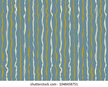 Delicate curved stripes vertical lines vector shirt pattern. Thin intersecting and parallel bent lines, curve wavy ribbons clothing textile.  Wavy stripes ripple silk fabric texture seamless.