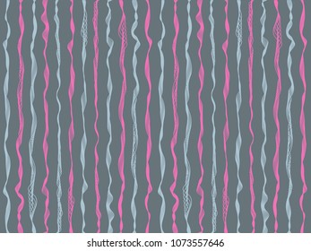 Delicate curved stripes vertical lines vector shirt pattern. Thin intersecting and parallel bent lines, curve wavy ribbons clothing fabric.  Wavy stripes ripple silk fabric texture decoration.