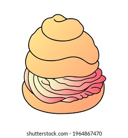 Delicate cute profiterole cake illustration