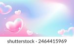 Delicate cute sweet 3D heart gradient.Abstract Happy Valentine