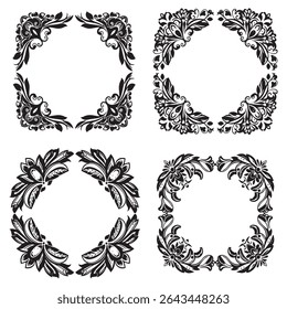 Delicado e Dainty Vintage decorativo molduras florais vetor conjunto pacotes
