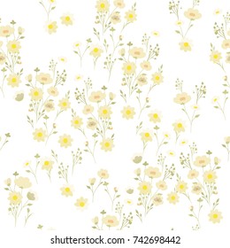 Delicate daisy floral texture. Seamless small flowers pattern for design wrapping, textile, wallpaper, paper. Cute nature background.