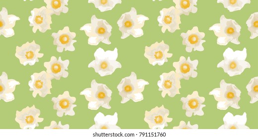 Delicate daisy floral texture. Seamless flowers pattern for design wrapping, textile, wallpaper, paper. Cute nature background.
