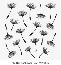 Delicate Dandelion Seed Vector Pattern Background with Floating Seeds a Symbol of Spring Nature and Wishes for a Fresh Start and a Whimsical Feeling