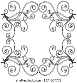 Delicate decorative floral frame with interwoven lines of Victorian style isolated on the white background, vector as an element of design 