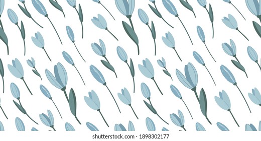 Delicate decorative seamless pattern. Blue flowers on a white background. Fabric decor. Wildflowers. Design textiles