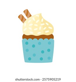 A delicate, delicious, sweet cupcake. Vector simple illustration.