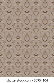 Delicate design of bells with the leaves on a beige background. Wallpaper.