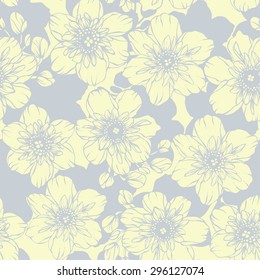 Delicate design with jasmine flowers - vector seamless pattern