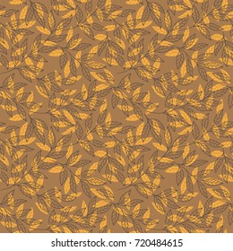 Delicate design of tender branches and leaves. autumn vector seamless pattern