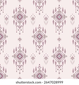 Delicate diamond-shaped tribal cluster motifs in pastel tones. Ideal for textile, fashion backgrounds, and boho-style print materials.