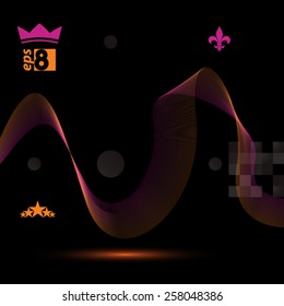 Delicate dimensional flowing stripy lines, dreamy vector abstract background with web design elements, motif dark template.