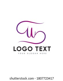 A delicate and distinct handwritten letter type U logo template, Vector logo for business and company  identity 
