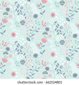 Delicate ditsy floral print. Vector seamless pattern
