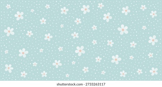 Delicate ditsy print with small wildflowers and botanical elements. Vintage-inspired design perfect for summer textiles, wrapping paper, elegant wallpaper, and decoration.