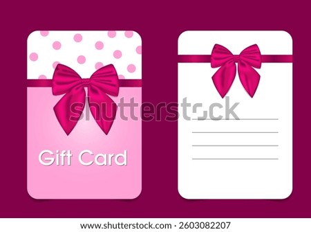 delicate double-sided feminine gift card with pink bow