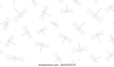 Delicate dragonfly art pattern on a white background for various craft and design projects