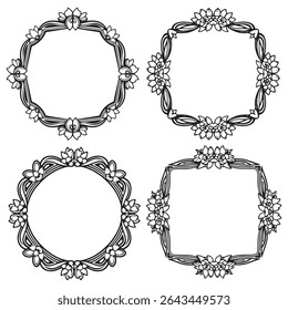 Delicate and Dreamy Vintage Decorative Floral Border Vector Set Packs
