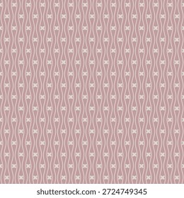 Delicado solo de rosa empoeirado com listras onduladas de creme macio e acentos florais minúsculos, ideal para papel de parede, roupa de cama, estofamento, tecido e envoltório de presente.