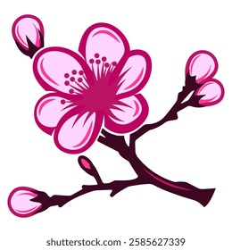 A delicate and elegant cherry blossom branch with soft pink petals symbolizing renewal and beauty in nature.