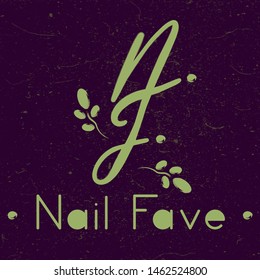 delicate and elegant handwritten lettering logotype with letters N and F with sprigs