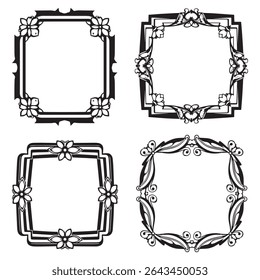 Delicate and Ethereal Vintage Decorative Floral Border Vector Set Packs
