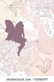 Delicate fairy shape with flowers, raster version also available in my portfolio