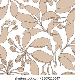 Delicate fantasy flowers hand drawn vector seamless pattern. Vintage romantic bloom design. Cottage core aesthetic floral print for fabric, scrapbook, wrapping paper, card making.