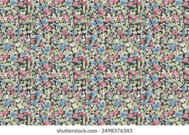 A delicate, fashionable design in a small-scale flower. Millefleurs. Liberty fashion. seamless floral backdrop for scrapbooking, cotton fabric, textiles, covers, and wallpapers.