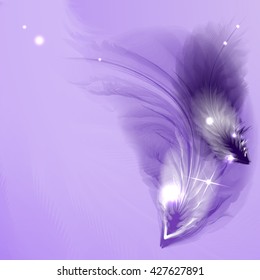 Delicate feathers on a lilac background.