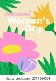 A delicate and feminine floral illustration perfect for celebrating International Women's Day. Perfect for greeting cards, posters, and social media