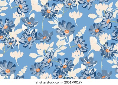 delicate feminine seamless pattern with wildflowers