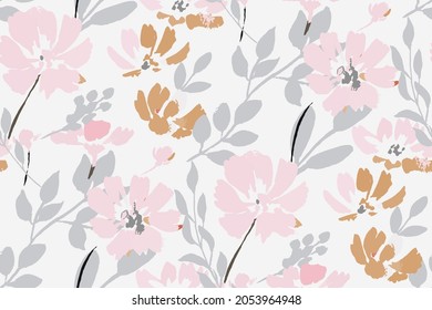 delicate feminine seamless pattern with wildflowers