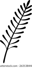 Delicado Fern Silhueta Botânica Foliage Design Elemento Arte Ilustração