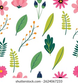 Delicate Floral Arrangement in Pink with Repeating Pattern