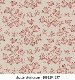 Delicate Floral background, Botanical Vector seamless pattern for fabric, illustrations, greeting cards