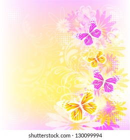 a delicate floral background with butterflies