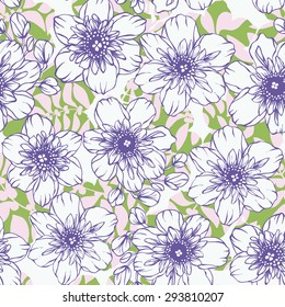 Delicate floral background Jasmine - vector seamless pattern